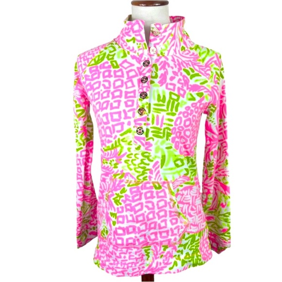 Lilly Pulitzer Home Slice Pink Green Captain Popover French Terry Top Size XS - Picture 5 of 8